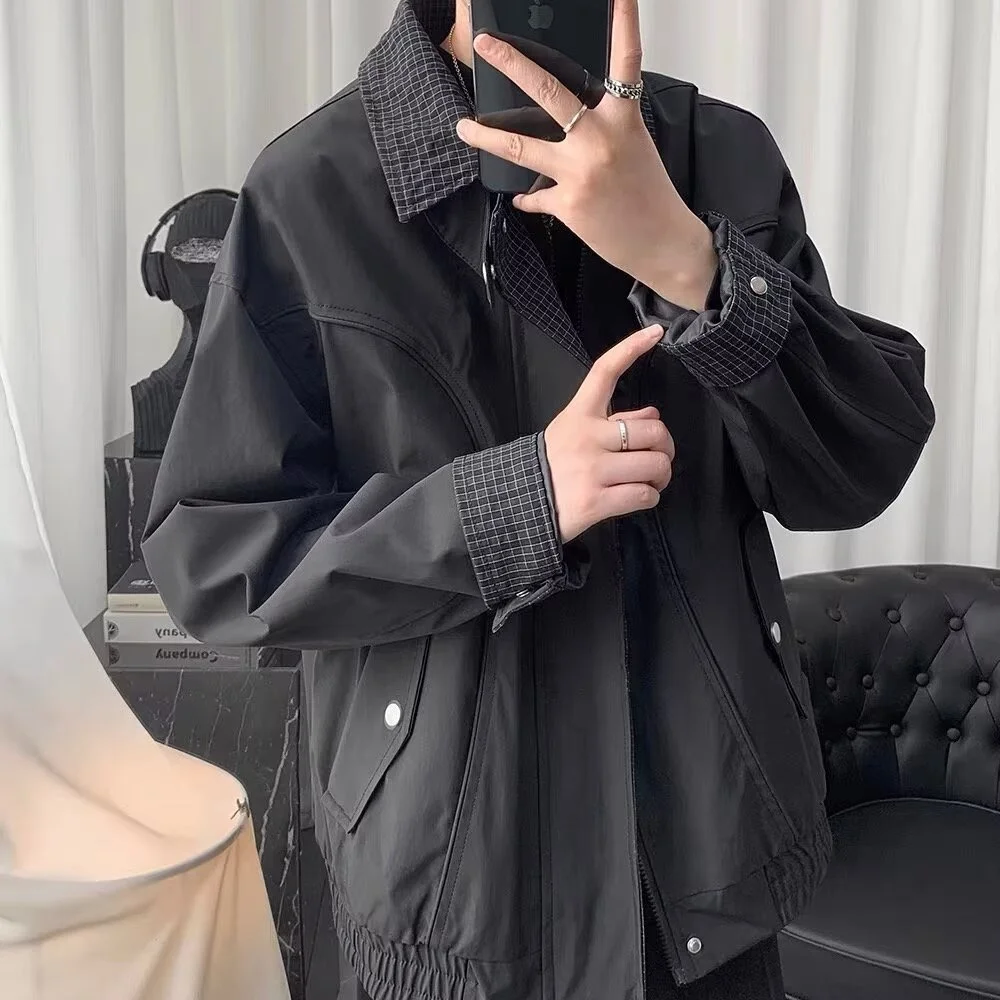 

Осень-зима, мужская коричневая клетчатая куртка большого размера, верхняя одежда American Pilot Sle, длинное пальто из полиэфирного волокна