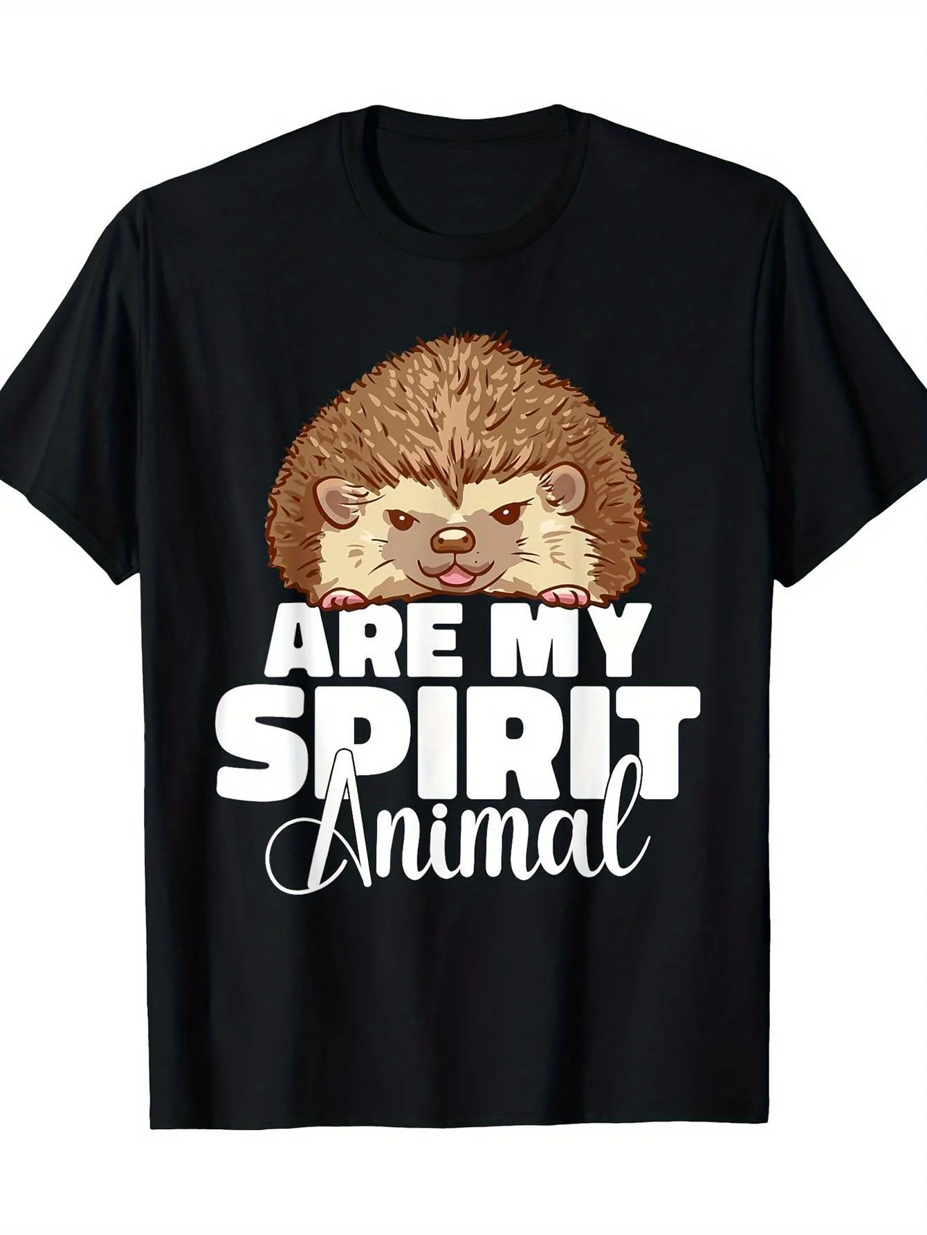 

Hedgehog Are My Spirit Animal Graphic Tee Breathable Cotton Casual Short Sleeve T-Shirt