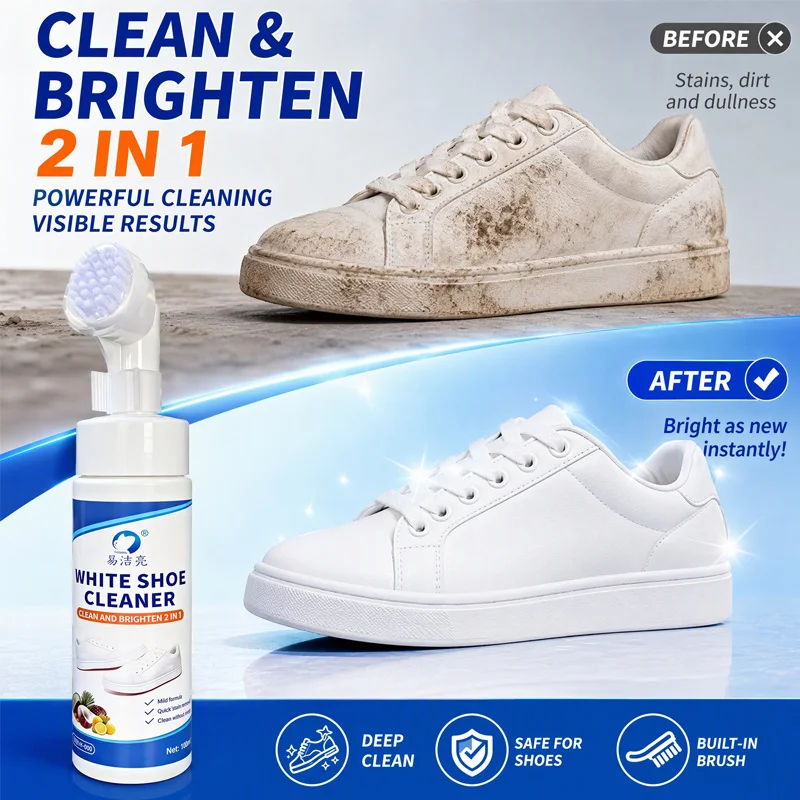 150ml Gentle Dry Clean Foam for Shoes, No-wash Decontaminating Mousse, Fit Suede, Sheepskin, Matte Leather & White Sneakers