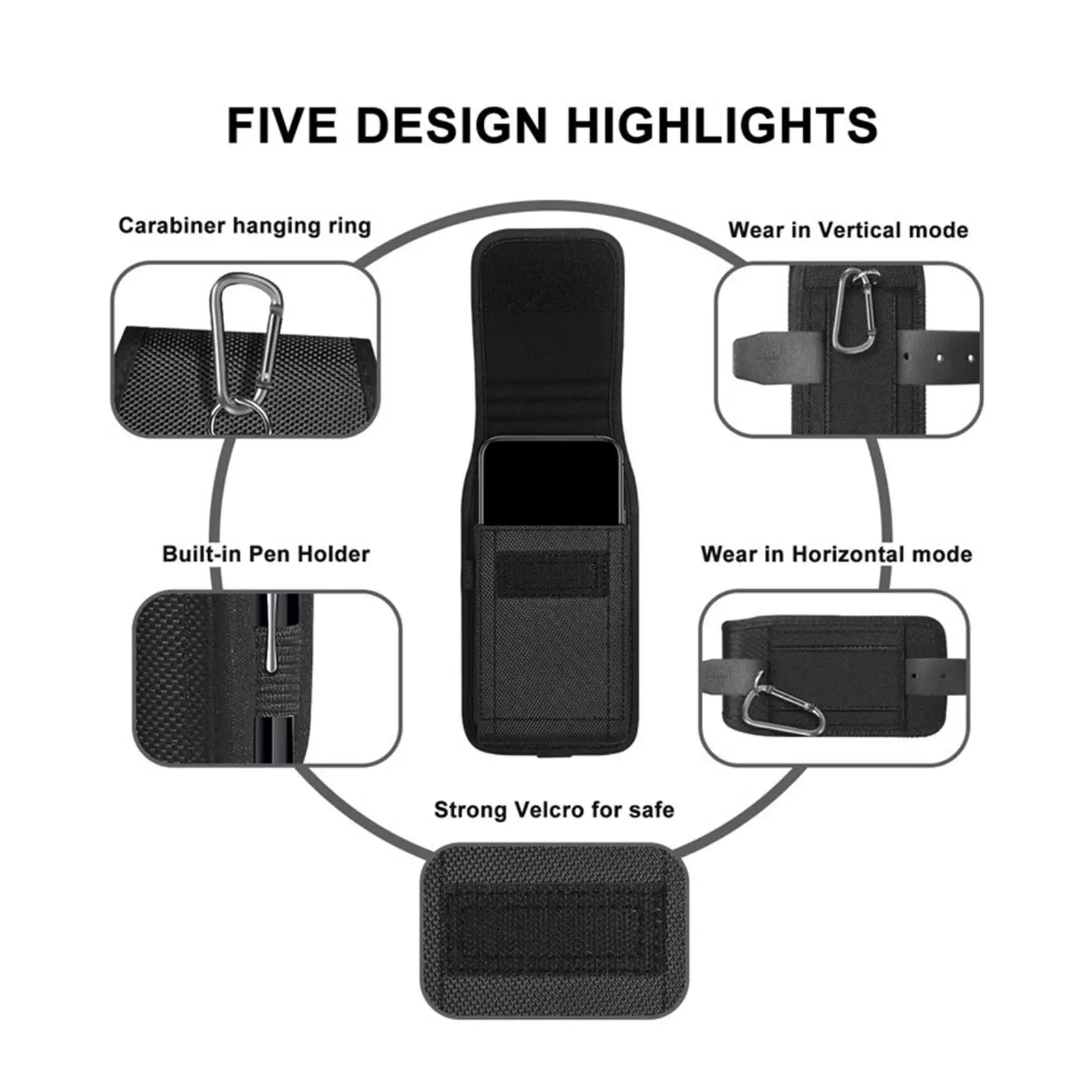 Compact Cellphone Case Organizer, saco de telefone Molle, apto para correr, escalada, caminhadas, XL, 2 pcs