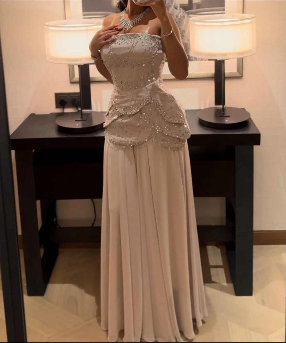 Длинные платья трапециевидной формы без бретелек с простым шифоновым узором и блестками по индивидуальному заказу, коктейльные, официальные, классические
