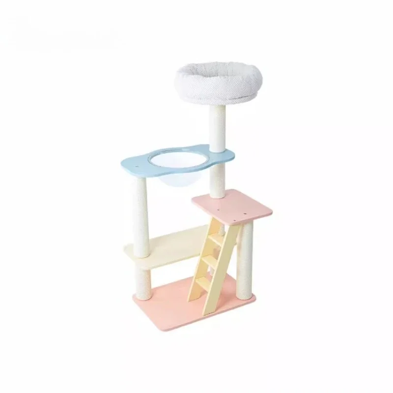 Dopamine cat climbing frame cat nest integrated, imported solid wood  tree wood lacquered space bowl nest