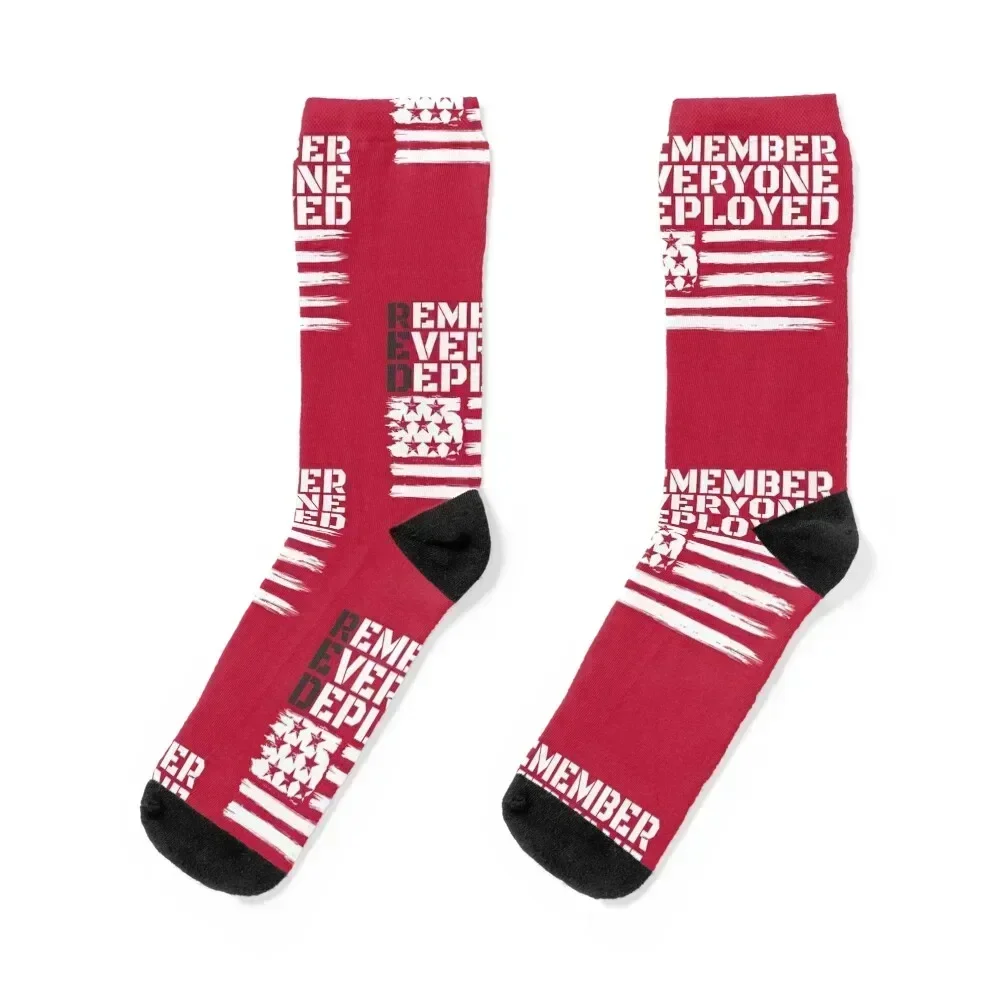 

On Friday We Wear Red, Remember Everyone Deployed Flag Socks gifts with print Stockings Man Socks Women's