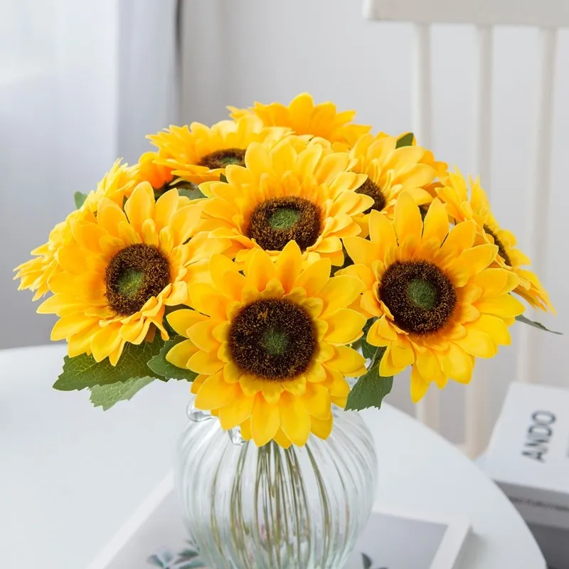 1/3/5Pcs Künstliche Blumen Seide Sonnenblumen Familie Zimmer Vase Weihnachten Hochzeit Dekorationen Garten Bonsai Zubehör Sammelalbum – Detail 16
