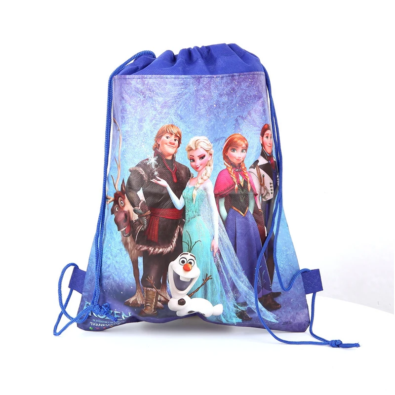 Disney Frozen Princess Bag Cute Princess Elsa Printed Cartoon Drawstring Backpack for Girls Double-Sided Sports Storage Bag Gift