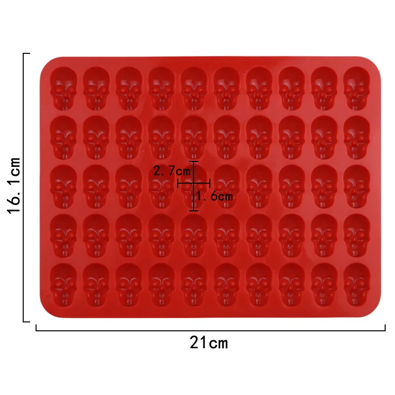 Wholesale 50-piece Skull Silicone Chocolate Homemade Ice Grids Mold Fire Paint Wax Stand Mould Fondant Molds 1187