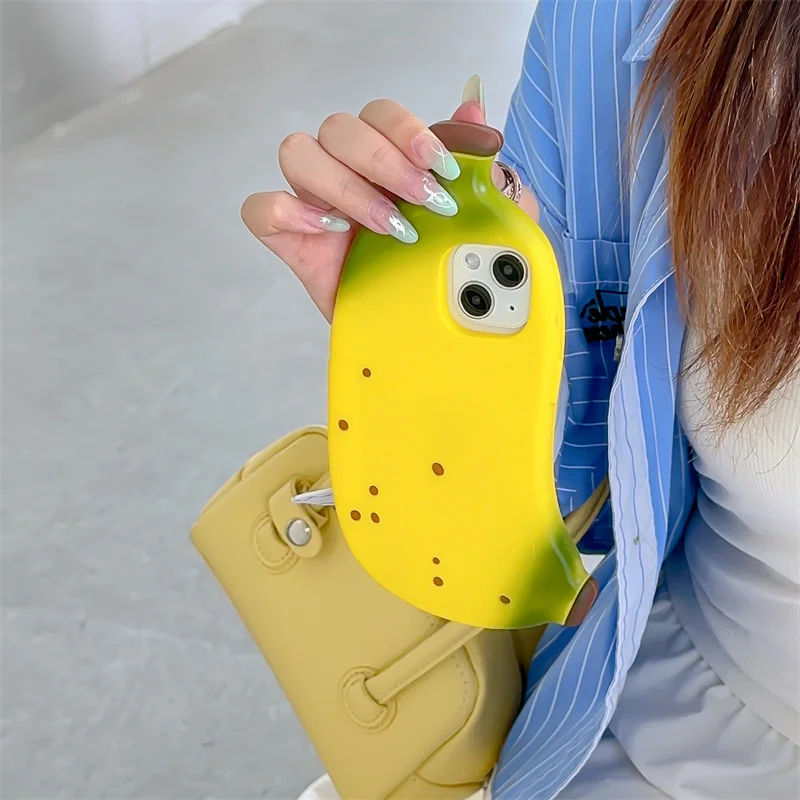 Cute banana shaped silicone phone case For iPhone 12 13 14 15 pro max