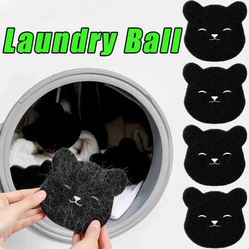 Bear Shaped Reusable Laundry Anti‑Tangle Pet Hair Catcher Pad Washing Machine Fur Remover Cat Dog Stain Cleaning Accessory