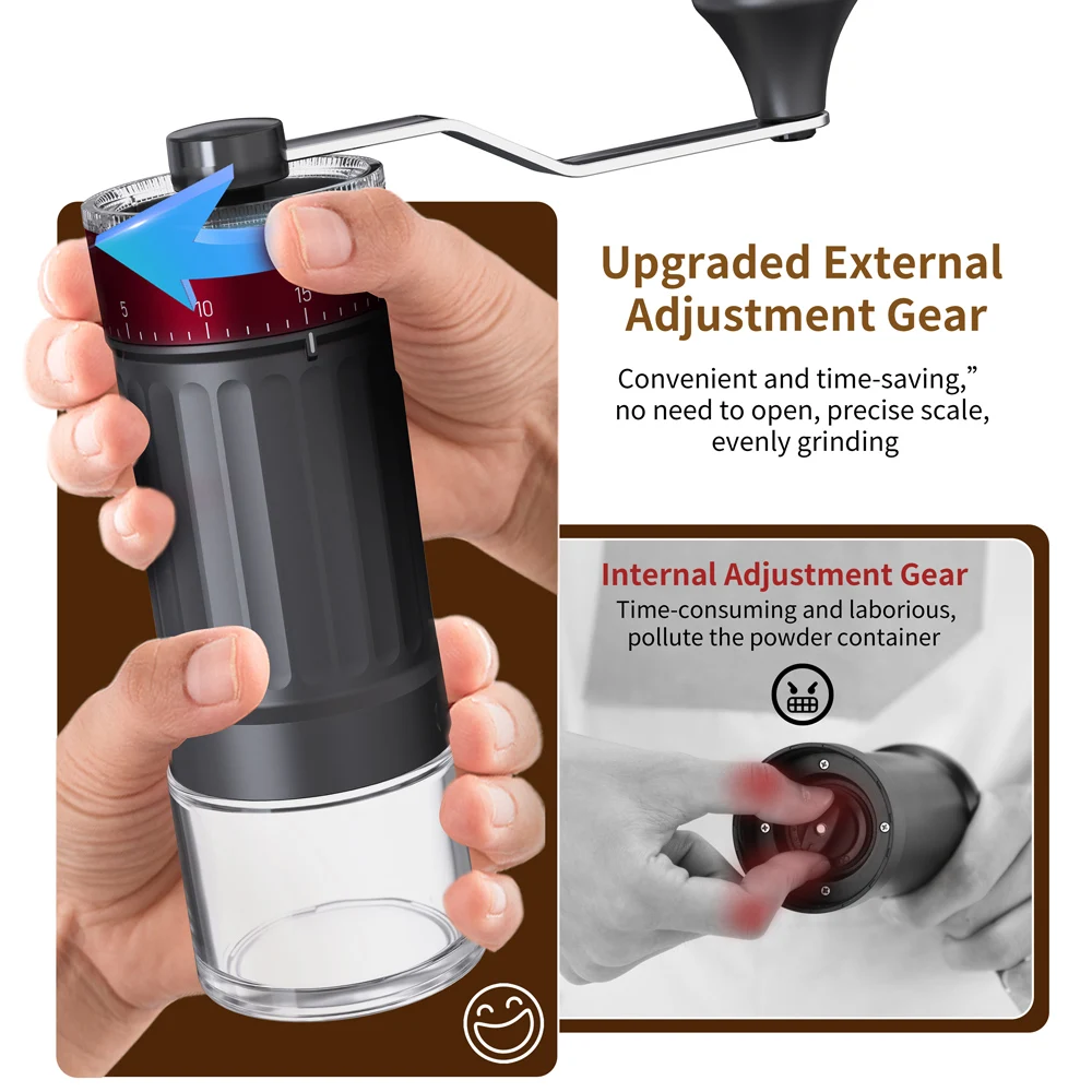 External Adjustable Conical Burr Detachable Outdoor Portable Coffee Mill Manual Coffee Grinders With Scale - view 4