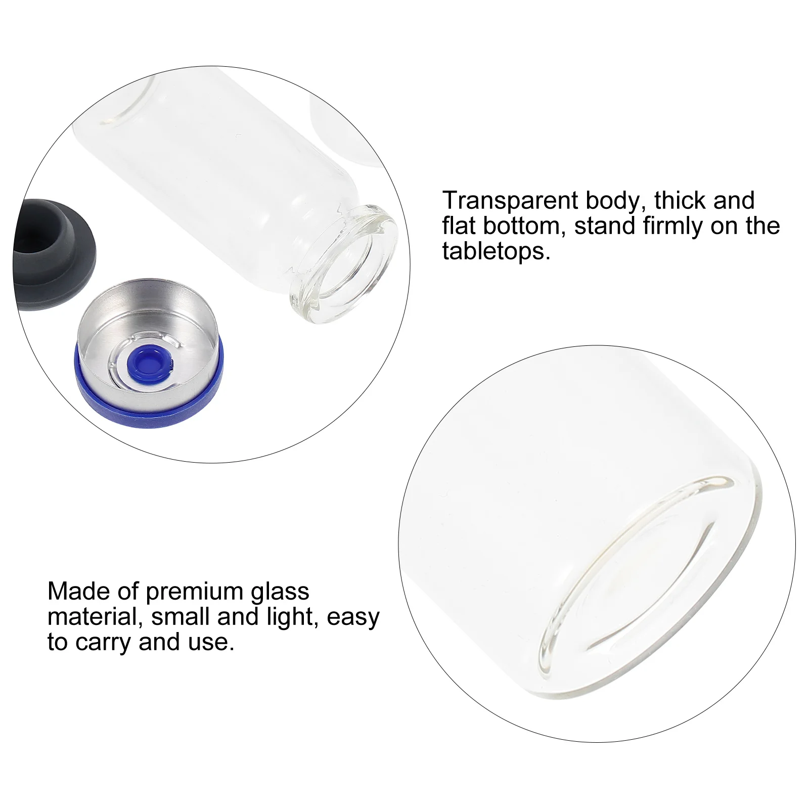 

100Pcs Transparent Glass Vials High Pressure Resistant Clear Bottles Suitable for Essential Oils Samples Refillable Vial