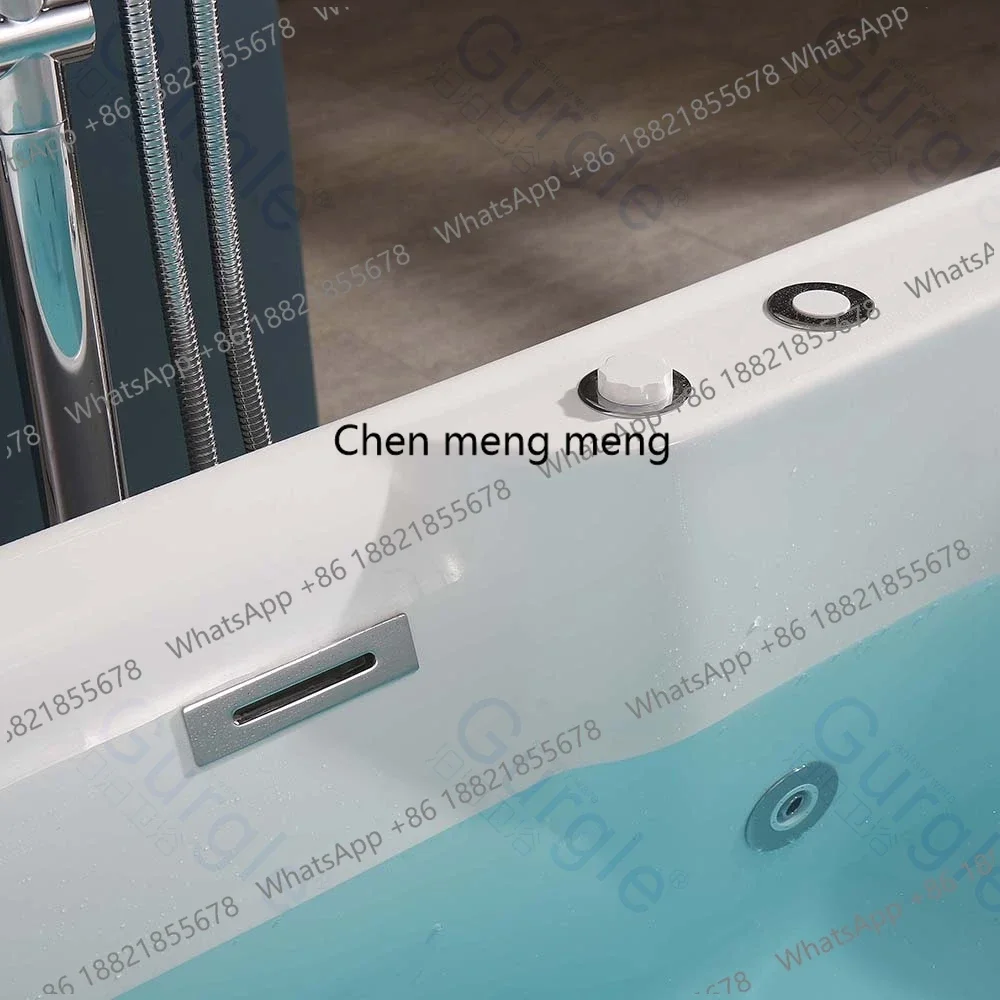 

zHGurgle White 1.7M Bathroom Bath Tub Oval Stand Alone Freestanding Acrylic Massage Bathtub With Whirlpool Jets