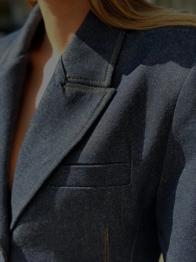 

Waist-cinching Blazers Coat Women Elegant One Button V-neck Solid Jackets 2025 Autumn Winter New Ladies High Street Outwear