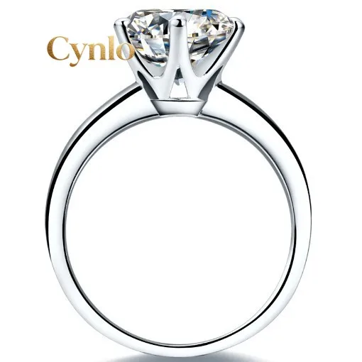 Cynlo Jewelry 0.6-2CT 5.5-8.0mm D Color Solitaire Moissanite Diamond Ring 14K White Gold Engagement Ring Test Positive Lab Creat