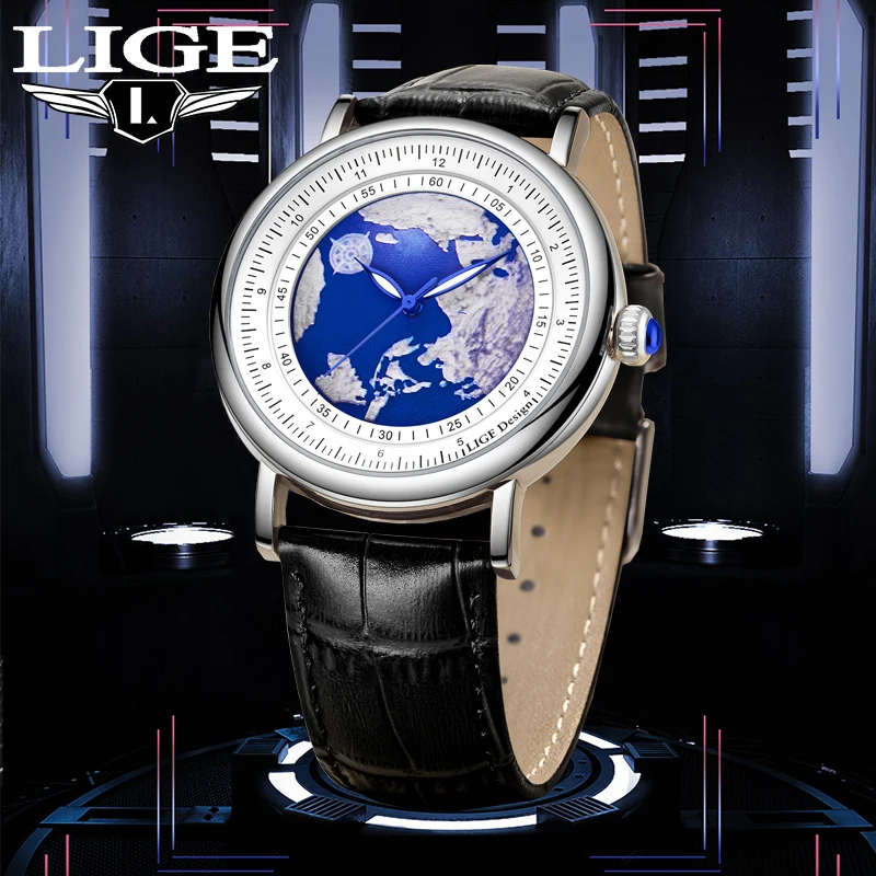 LIGE Quartz Man Watch Leather Fashion Luxury Watch for Men Military Casual Sports Outdoor Waterproof Wristwatch Reloj Hombre New