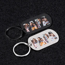 Fotos PAPA personalizadas Keychain para o pai, aço inoxidável, acessórios de jóias, pingente, espanhol, dia dos pais, presente de aniversário, pai