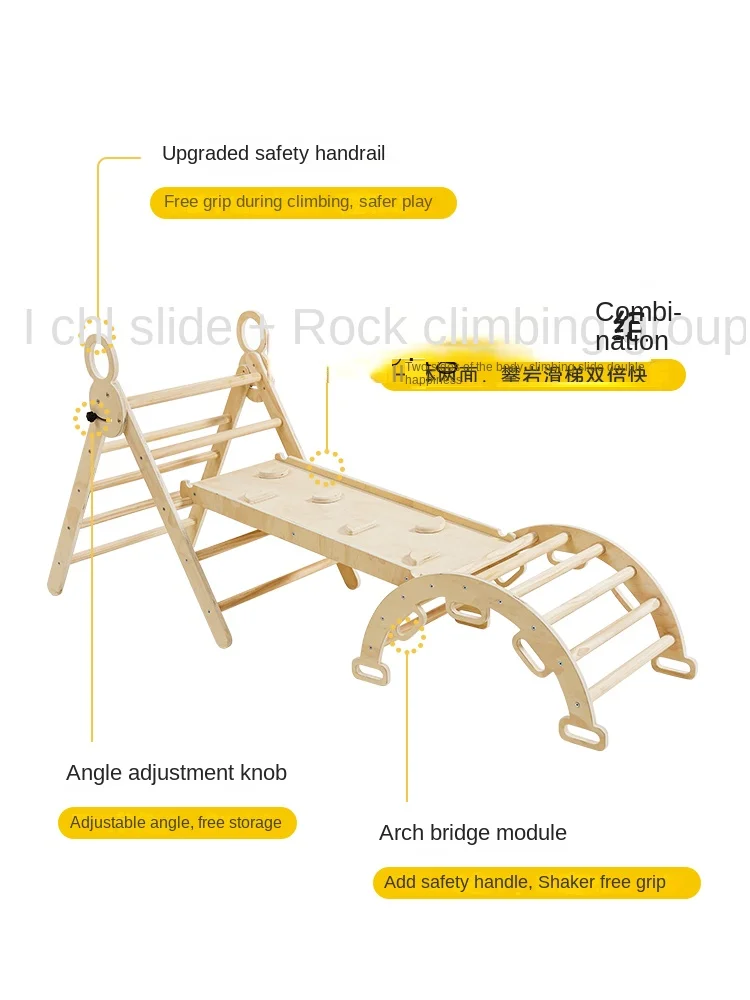 Tqh Marco de escalada para niños, tobogán interior para el hogar, equipo de entrenamiento sensorial, escalera de escalada para bebés de jardín de infantes