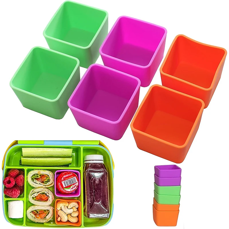 

Reusable Silicone Bento Divider For Kids Square Rectangle Food Lunch Box Liner Mold Bakeware Dish Cup