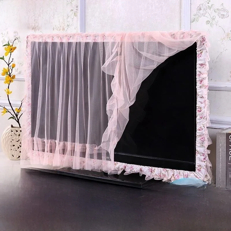 

Пылезащитный чехол для телевизора в деревенском стиле с кружевом, для дома, 42, 55, 65 дюймов, для настенного и настольного использования, для изогнутых экранов, тканевый, в виде полотенца