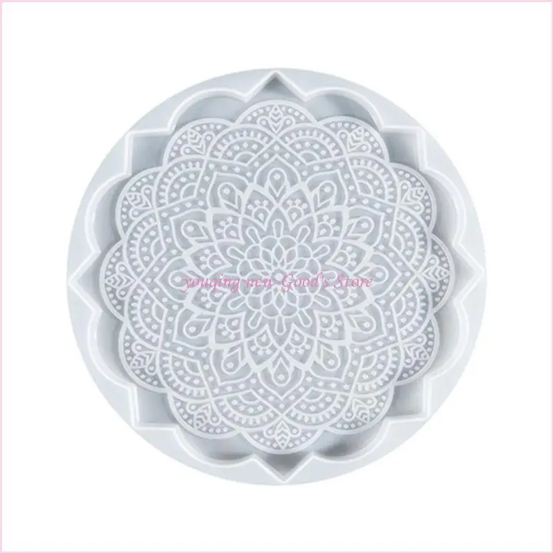 

57QA Mandala Diy Homemade Mold Crystal Dripping for Creative Silicone Mold Crystal Drip Placemat Mold for Diy Craft