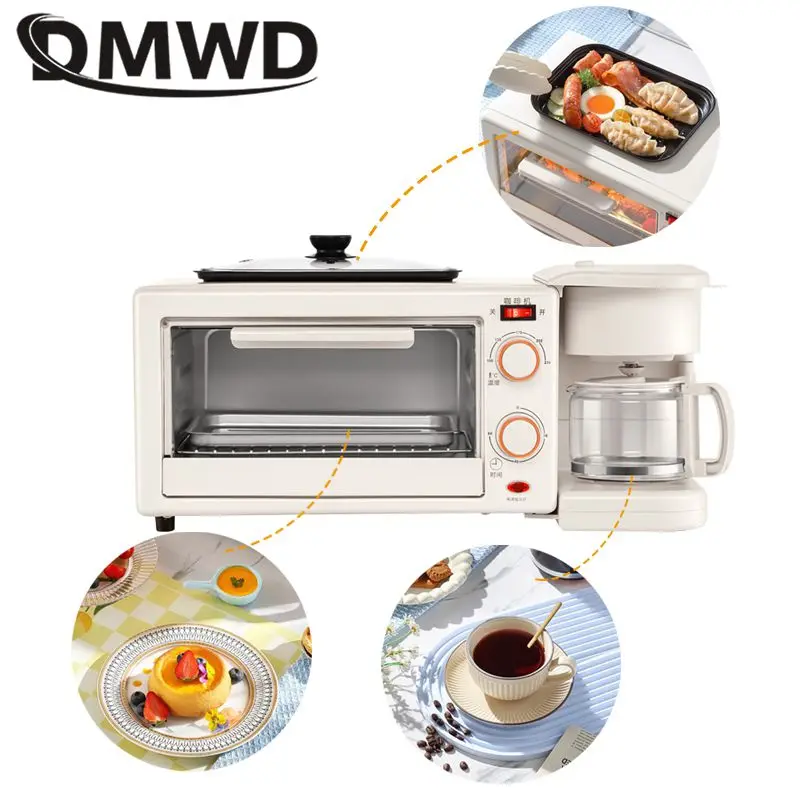 12L Multifunctional Bake oven Drip coffee maker 3 in 1 breakfast machine Tea boiler Sandwich Toast Roaster Non-stick Frying pan