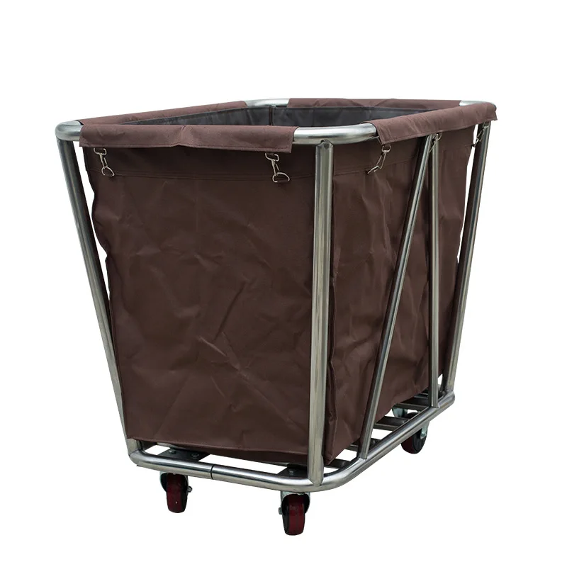 

2025Guangzhou Wholesale Big Capacity Stainless Steel Silent Wheels Hotel Linen Laundry Trolley Hotel Housekeeping Trolley