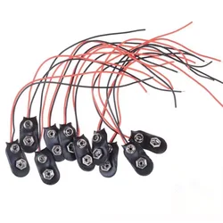 10Pcs 9V Battery Clips 15cm Cable Connection Buckle Battery Clip Connector Hard Shell Type