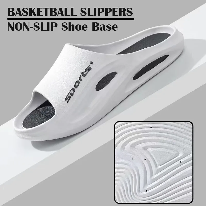 Trendy Basketball Slippers for Men in Summer Outdoor Sports Wear Anti Slip PVC Odor Resistant Sandals Basketball Slippers