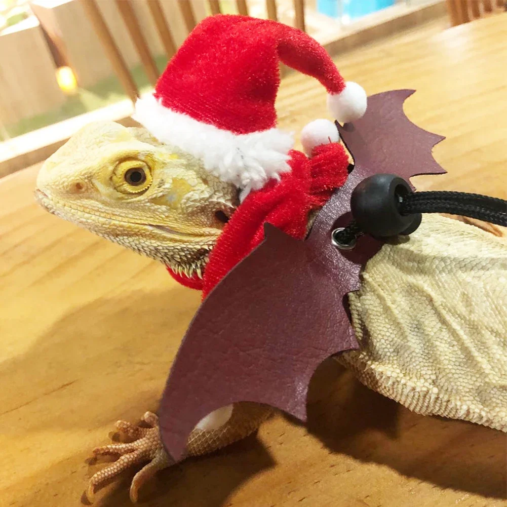 

Reptiles Amphibians Santa Hat Scarf Set Lizard Clothes Pet Christmas Costume Small Animal Cosplay Outfits Party DIY Decorations