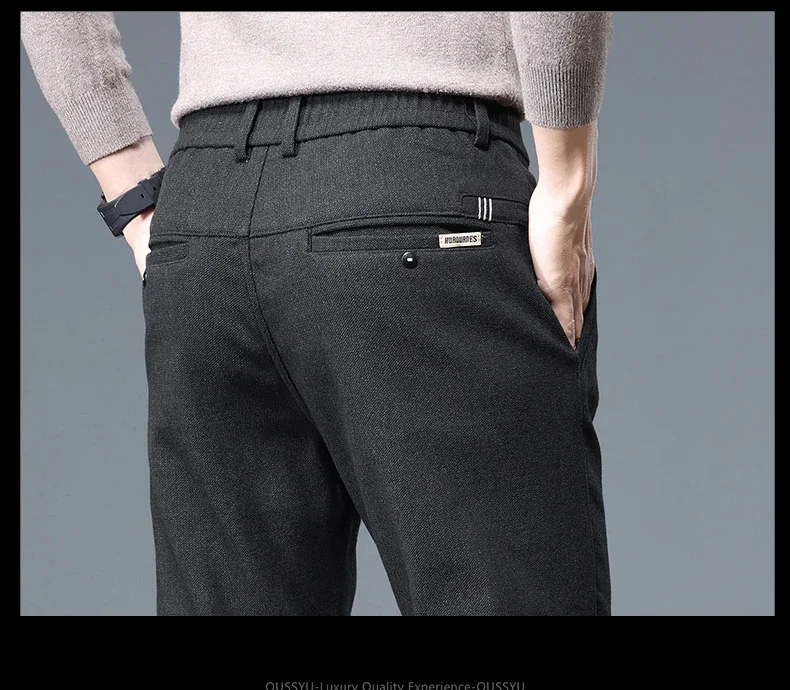 MINGYU Marken-Herrenhose für Herbst und Winter, Business-Mode, Stretch, Slim Fit, Dicke Baumwolle, Bambusfaser, Koreanischer Stil, Graue Freizeithose für Männer – Detail 10