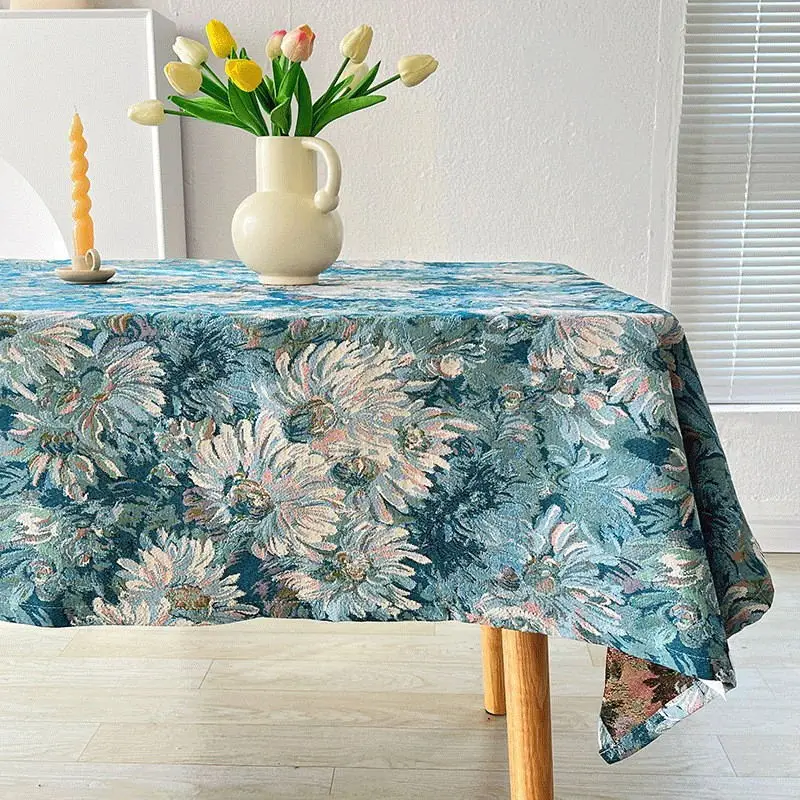 

Monet garden tablecloth cotton and linen table cloth fringed pastoral dining table cloth coffee table desk fabric
