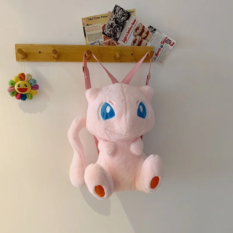 Cartoon Mew Sylveon Plüsch-Rucksack, weiche, flauschige, gefüllte Raichu-Umhängetasche für Studenten, tägliche Reiseaufbewahrung, Dekoration, Fans-Geschenke – Detail 9