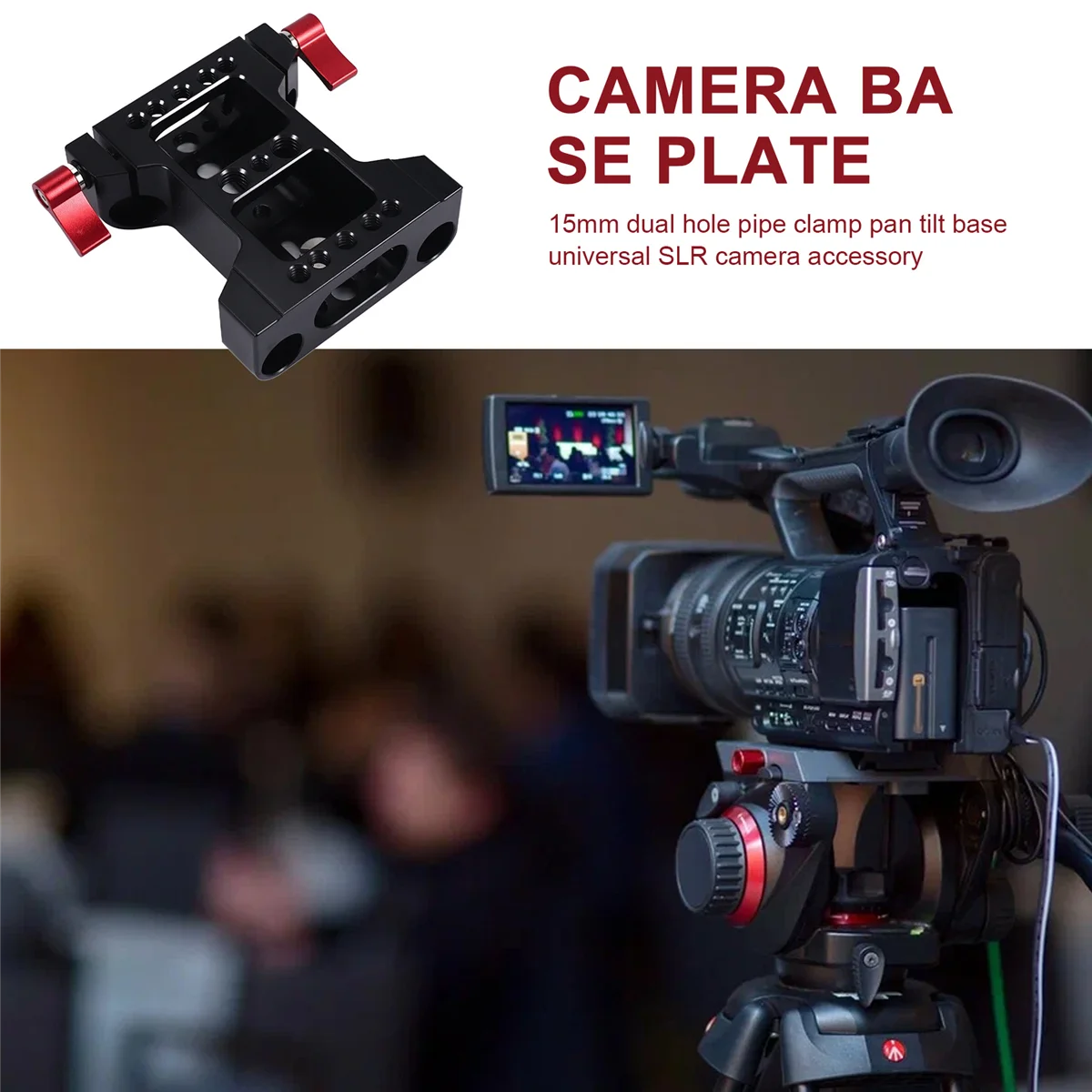 Multifunction Camera Base Plate with 15Mm Rod Rail Clamp for Dslr Camera Shoulder Rig Support