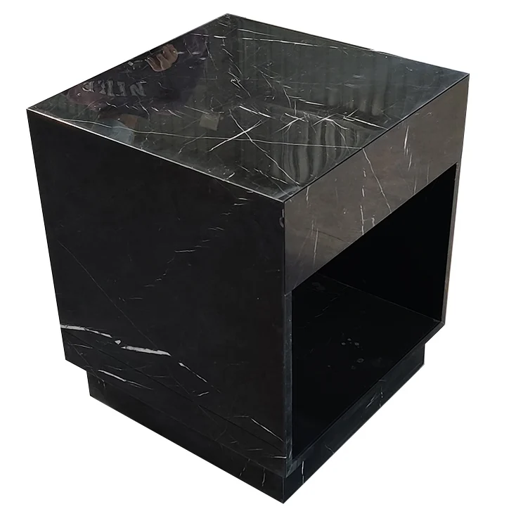 # Black Cube Luxury Marble Coffee Table Side Table