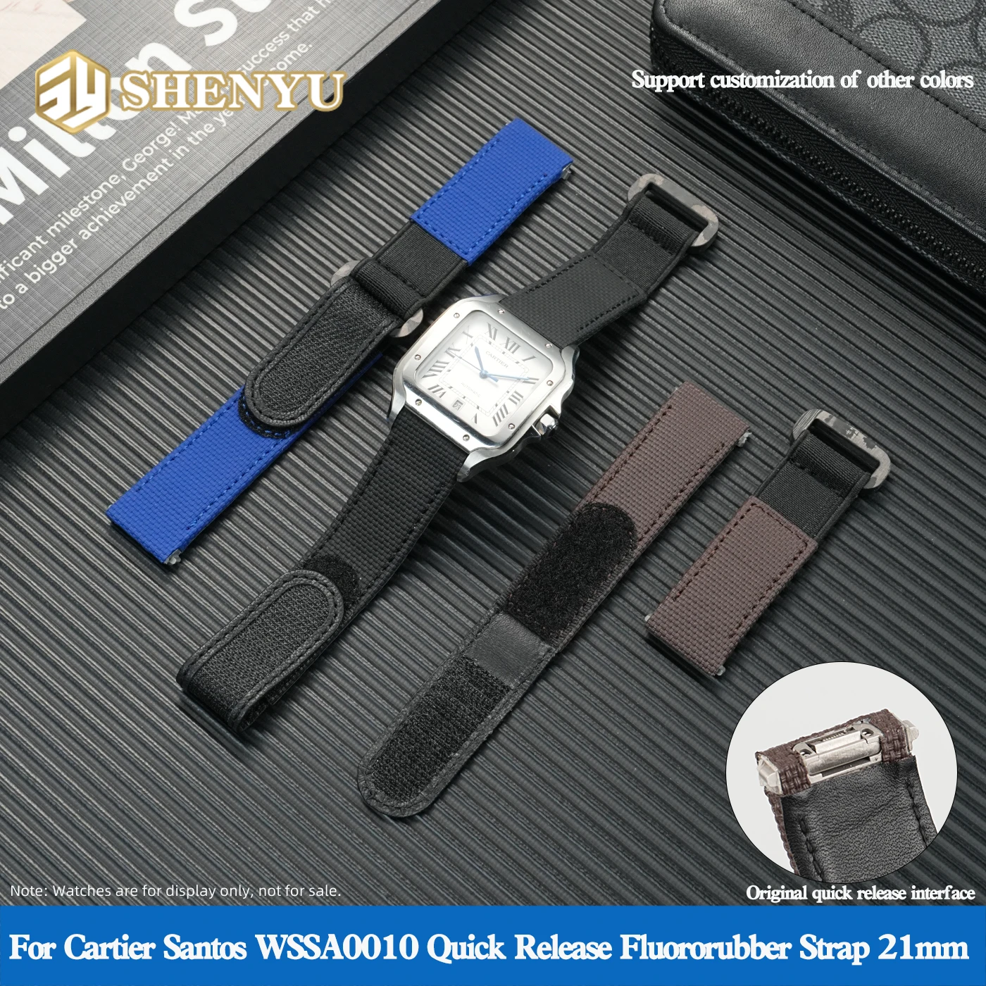 Ремешок для часов Cartier Santos WSSA0010 WGSA0037 WSSA0009, оригинальный, быстросъемный, из фторкаучука, с возможностью индивидуального цвета, 21 мм