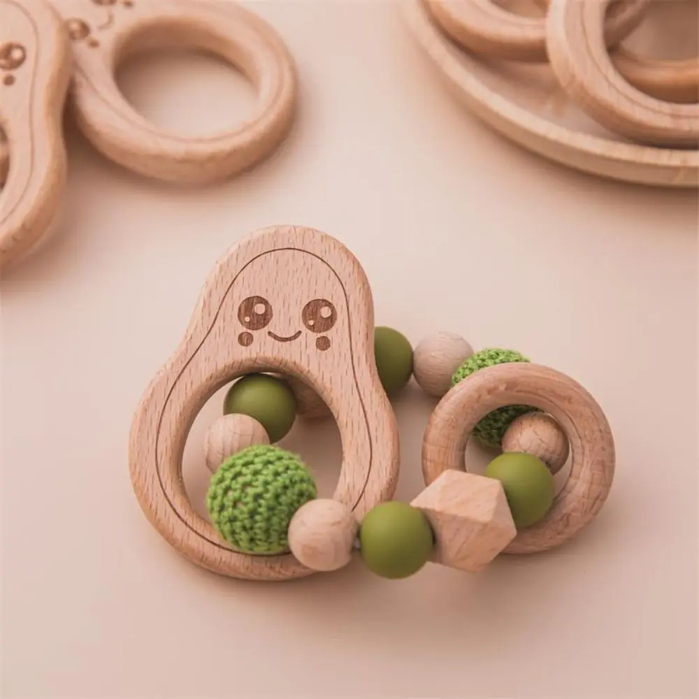 Anti-lost Dummy Clips Pacifier Holder Clips Wood Avocado Baby Pacifier Chain Non-toxic Odor Free Baby Teether Toys Straps Baby