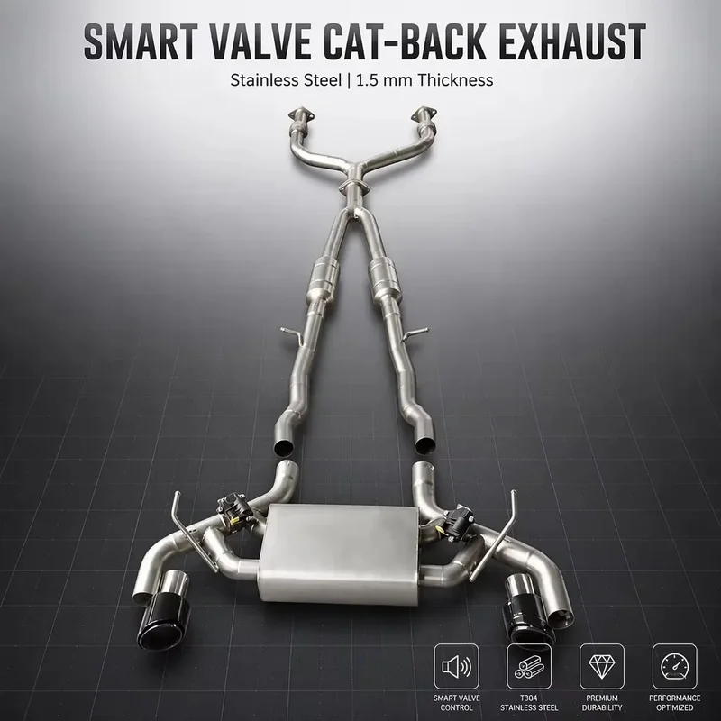 Perfectly Customized Smart Valve Performance Cat Back Exhaust Muffler Specifically Designed for Infiniti Q50s Q60 3.0T 2017-2024