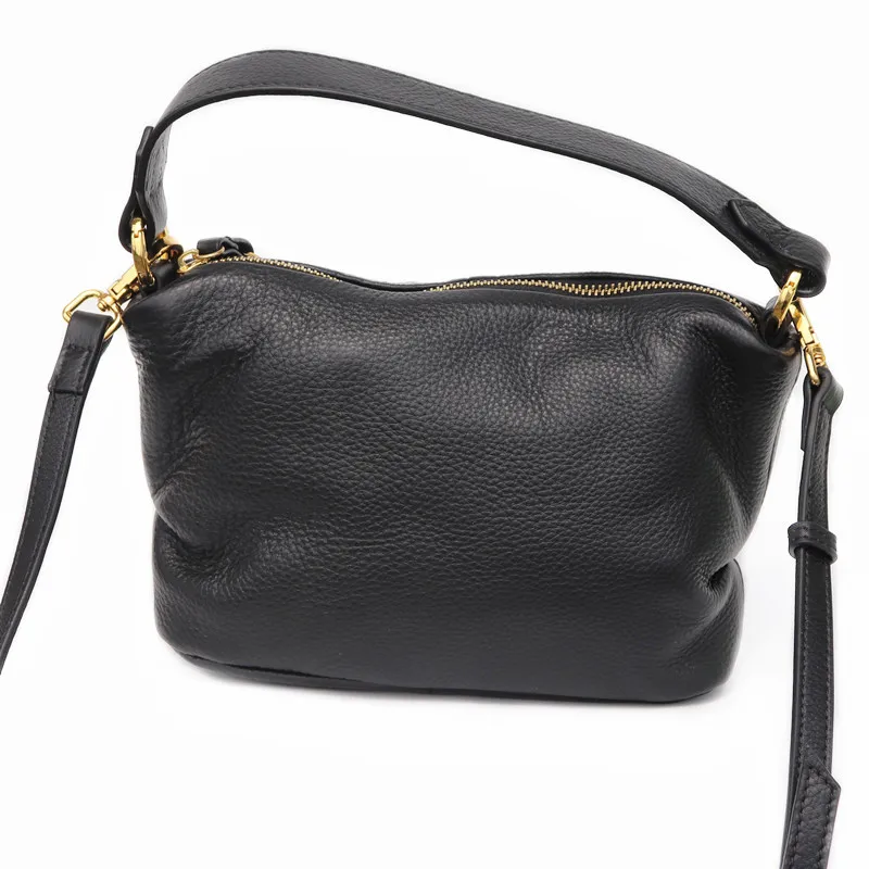 Women Small Handbags Soft Genuine Leather Shoulder Crossbody Bags Vintage Pleated Design Female Messenger Summer Purses Tote Bag