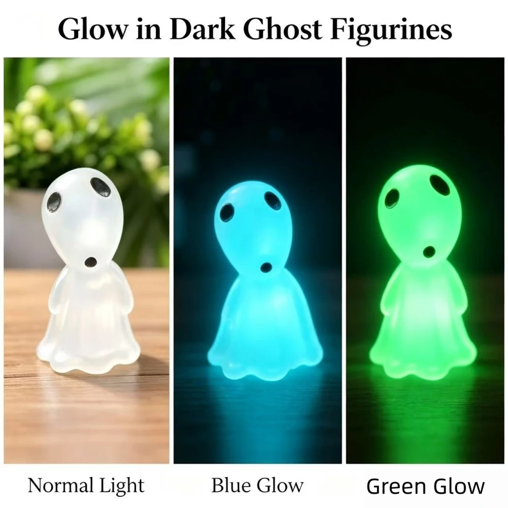 Halloween Luminous Mini Elf Statues, Glow In Dark Blue Green Resin Ornaments, Micro Landscape Garden Decor, 10/20 Packs