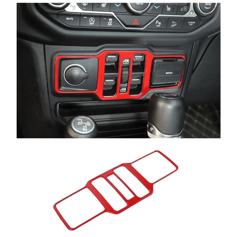 Car Window Control Panel Cover Trim for Jeep Wrangler JL 2018+ Glass Lift Switch Button Frame Sticker Accessories,