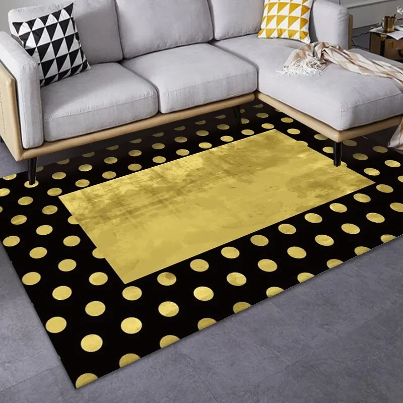 

Black And Golden Pattern 3D Printed Parlor Rugs Modern Home Decor Big Carpets For Living Room bedroom Area Rug Simple Office Mat