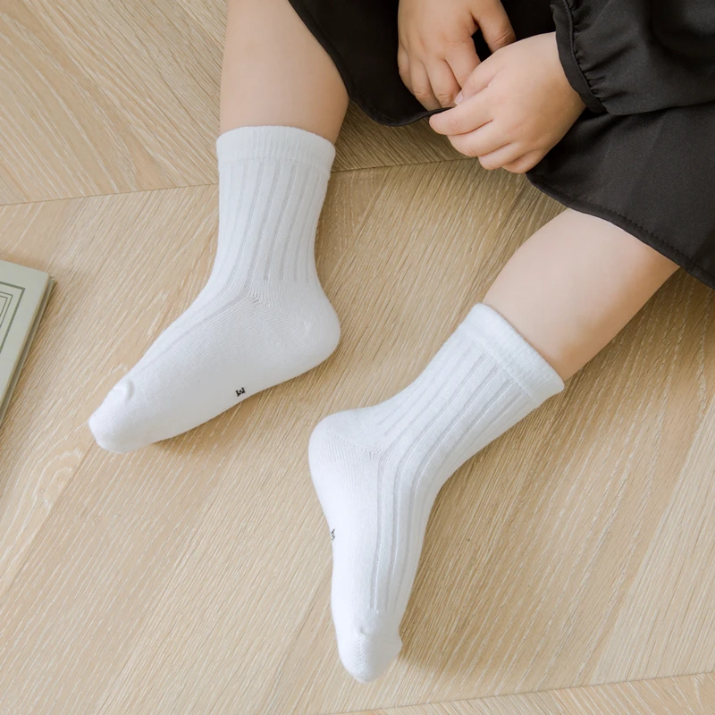 4 Pairs/Lot Children Socks for Girls Boys Cotton Solid Color Spring Autumn Winter Kids Baby Mid Tube Socks Keep Warm Floor Socks