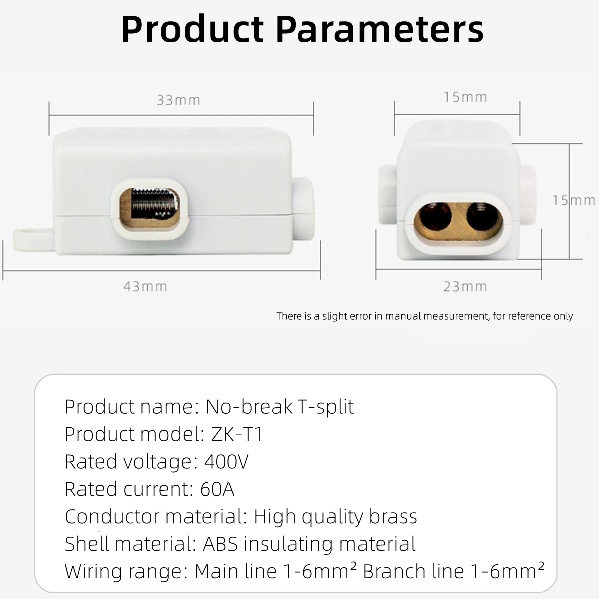 1PC T Line Clamp Terminal Branch Connection Wire Tee Joint Bolt Free High Power ZK-T1 Square Connector