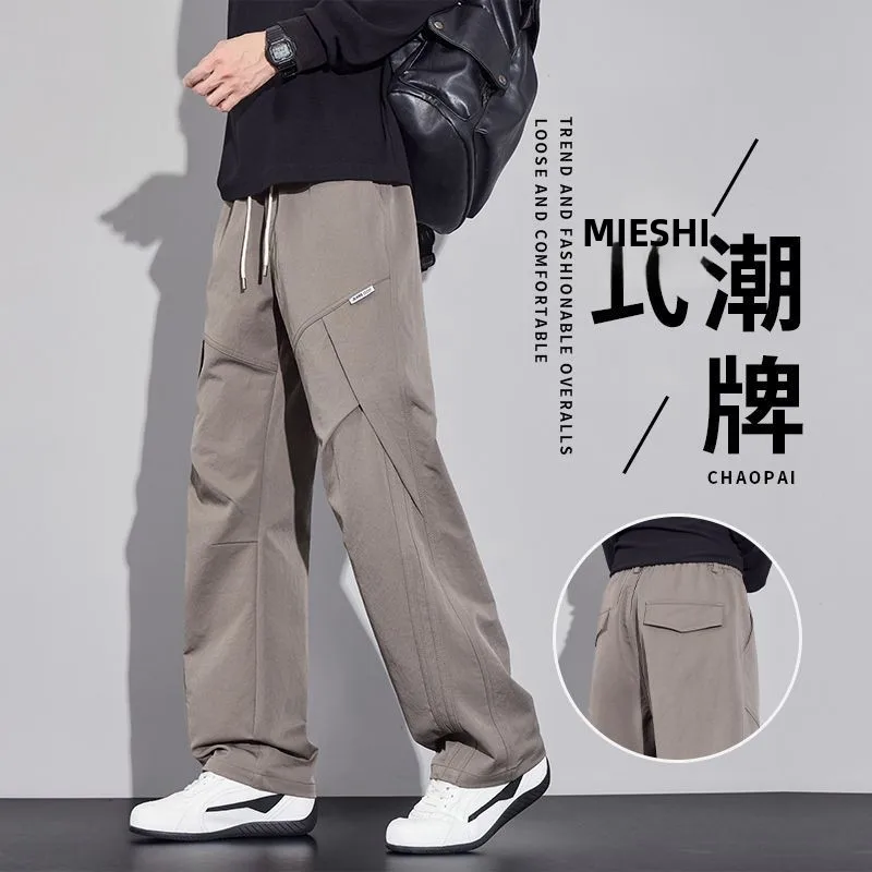 

Мужские брюки-карго премиум-класса в стиле пэчворк, свободные, прямые, в стиле парашютчика, повседневные, длинные, осень 2025, новинка