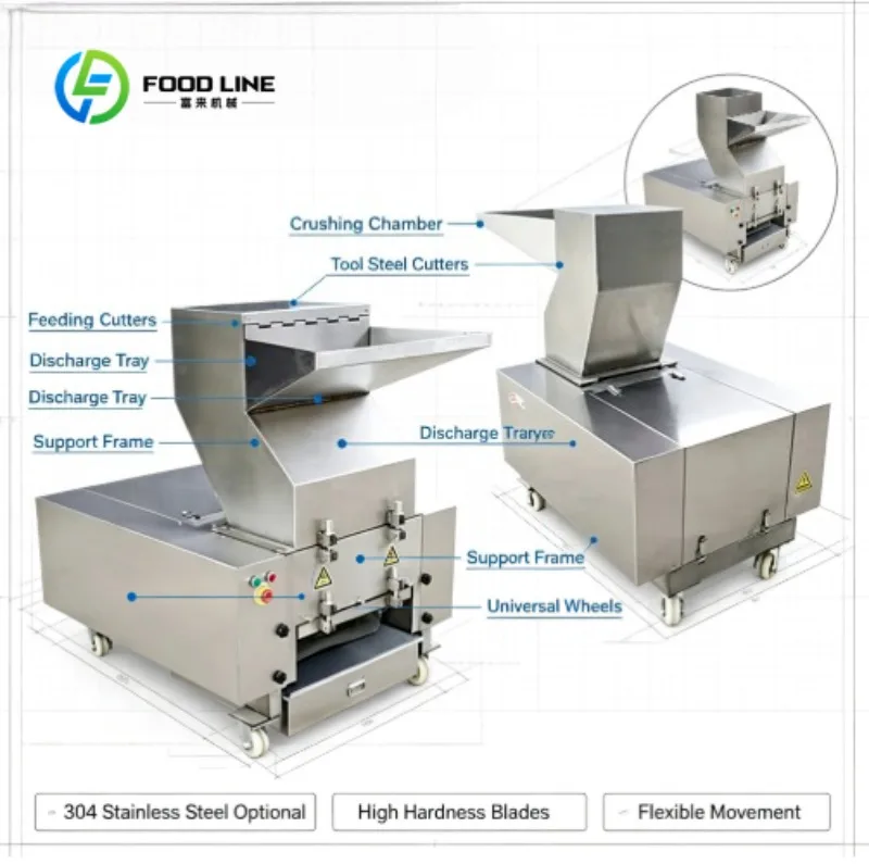 Custom Made Low Price Stainless Steel  Chicken Poultry Pork Pet Bone Grinder Pulverize Crushed Meat Ox Bone Crusher