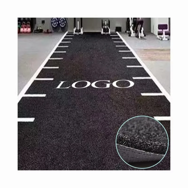 Chinese Gym Floor Black Synthetic Grass Sleigh Track Custom Indoor Outdoor Artificial Turf