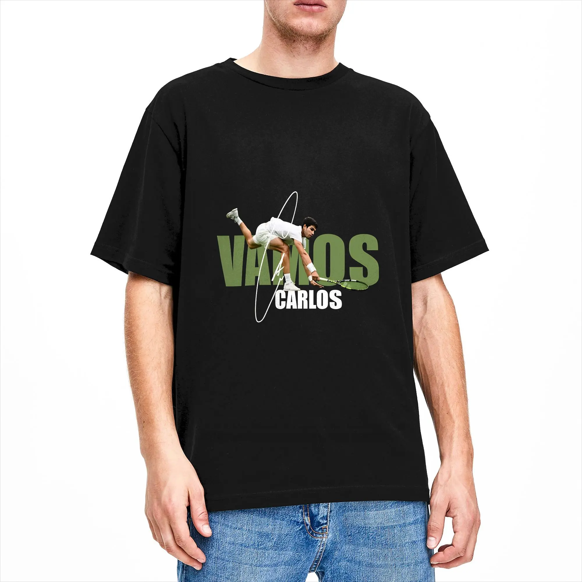 Carlos Alcaraz  T Shirt Men's  Pure Cotton Novelty T-Shirt O Neck  Tee Shirt Short Sleeve Clothing 4XL 5XL