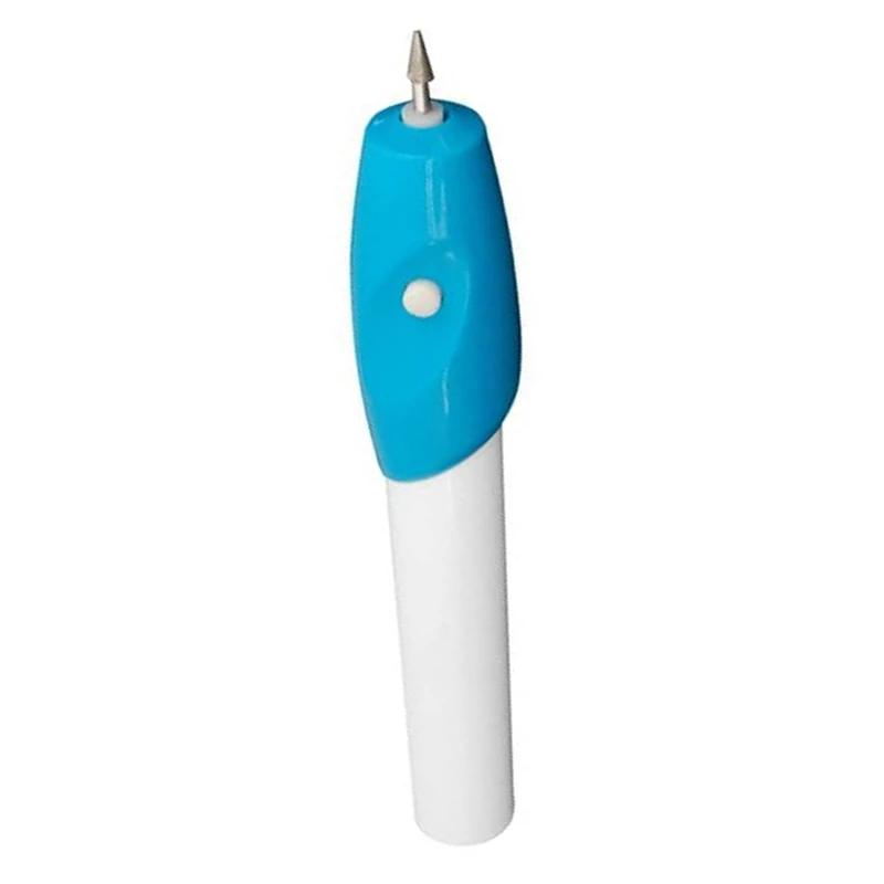 Penna per incisione elettrica portatile alla moda, strumento rotante, incisore, strumento per intagliare gioielli, penna artigianale di bianco + blu