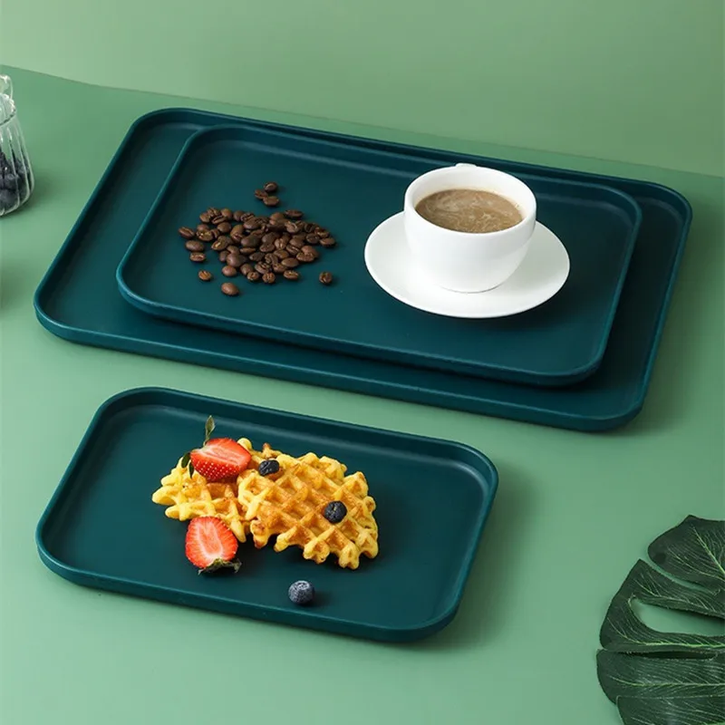 Nordic Style Food Storage Tray Rectangular Shallow Plate Creative Fruit Bread Barbecue Pastry Dishes Kitchen Utensil