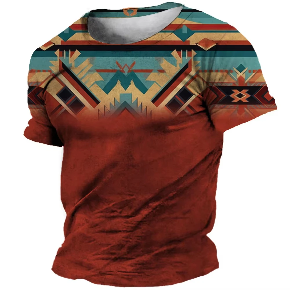 Newest Summer Mens Clothing 3D Printed African Ethnic Tradition Stripe Men Oversized Short Sleeve TShirt Men\'s Retro T-shirts