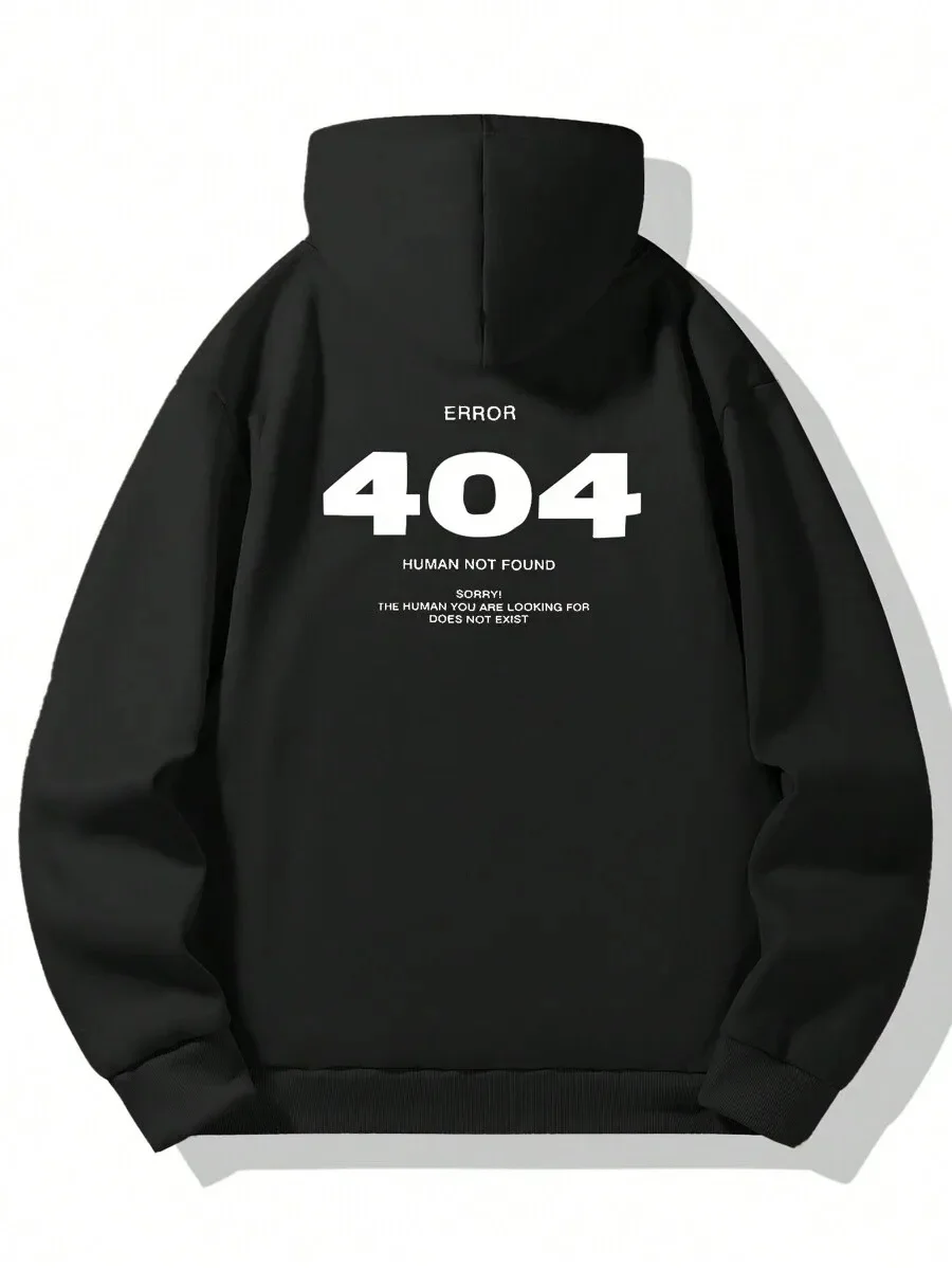

Pure Cotton Hoodie with "404 HUMAN NOT FOUND" Print Ideal for Tech Enthusiasts and Fans of Humorous Streetwear Great